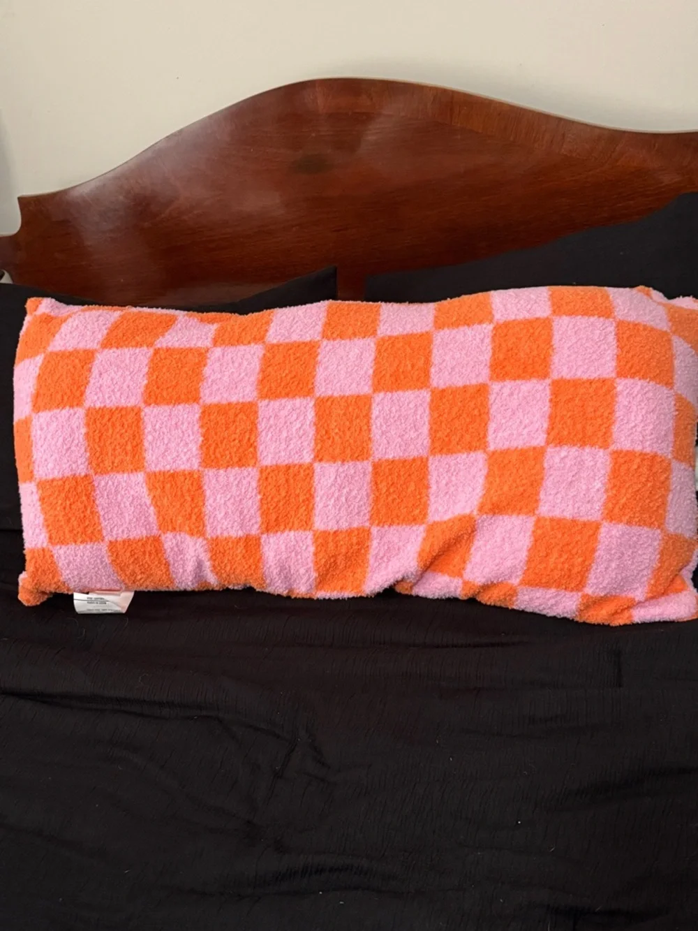 Comfort Bay Pink and Orange Checkerboard Body Pillow Cover
